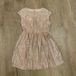 Crewcuts girls sleeveless party dress pleated metallic shiny 5 pink lame